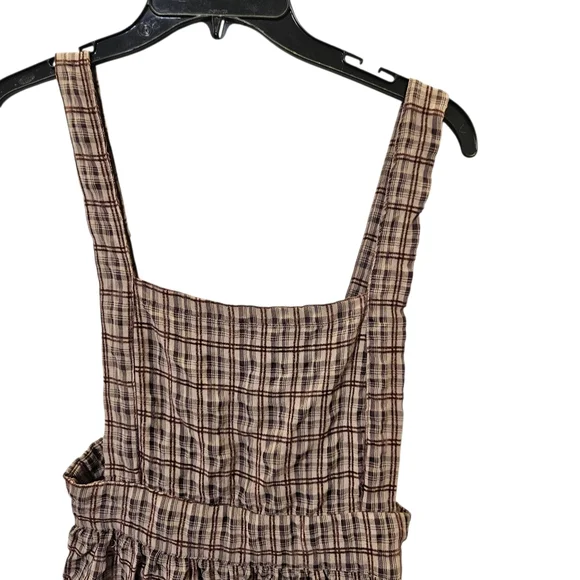 Brown Plaid Sleeveless Dress - Picture 4 of 10